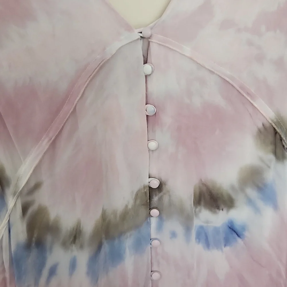 Young Fabulous & Broke Tie Dye Pink and White Sleeveless V-Neck Maxi Sundress XL - Picture 9 of 14